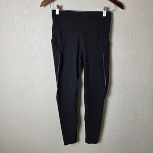 Lululemon Wunder Under High Rise Mesh Leg Panels Black Size 6